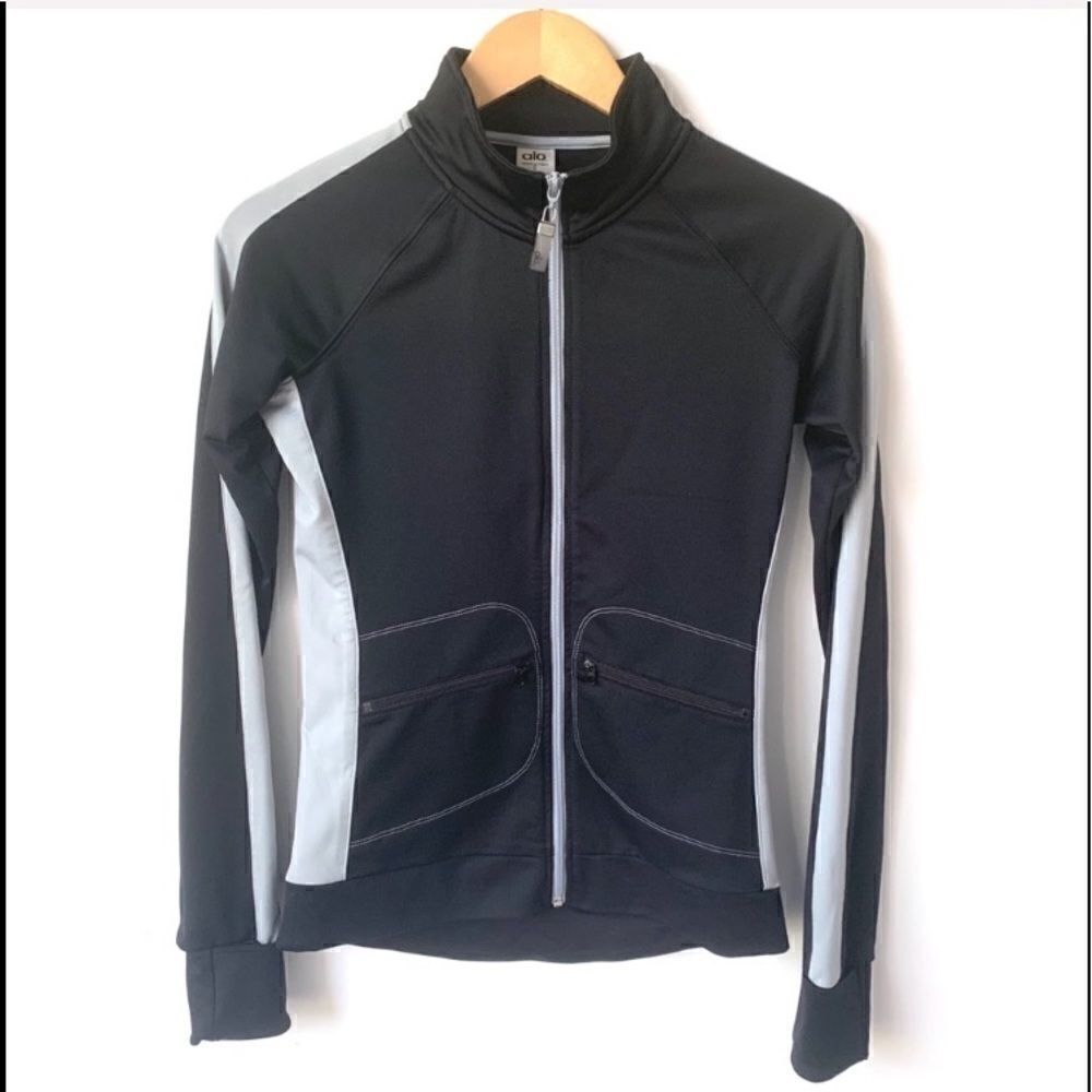 Alo Kata Black Grey Stripe High Performance Jacket